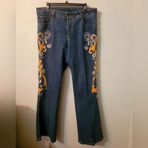 AZI Jeans graphics design wide leg Jeans